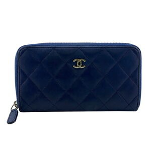 CHANEL Blue Logo Wallet